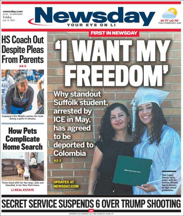 Portada de Newsday (USA)