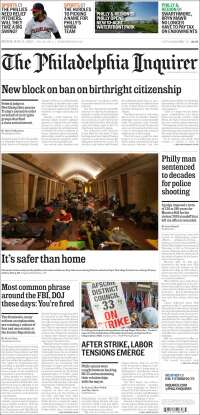 Portada de Philadelphia Inquirer (USA)