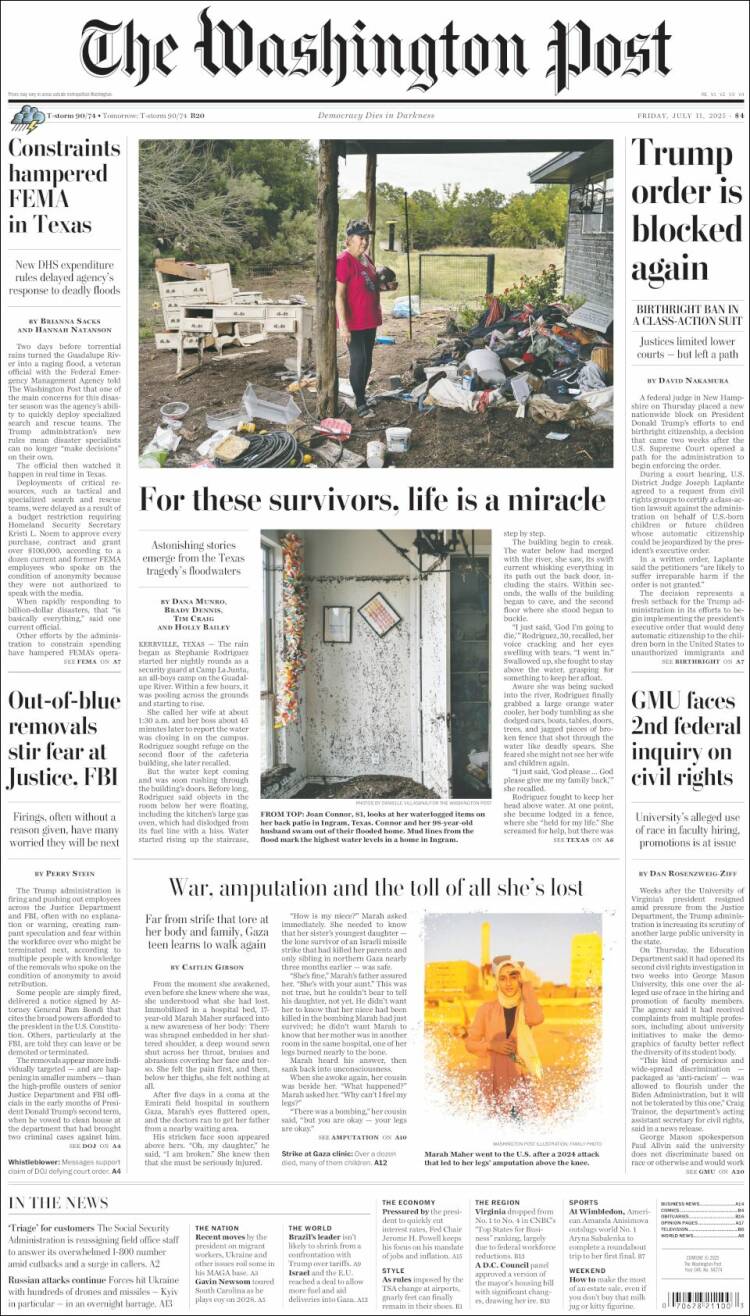 Portada de The Washington Post (USA)
