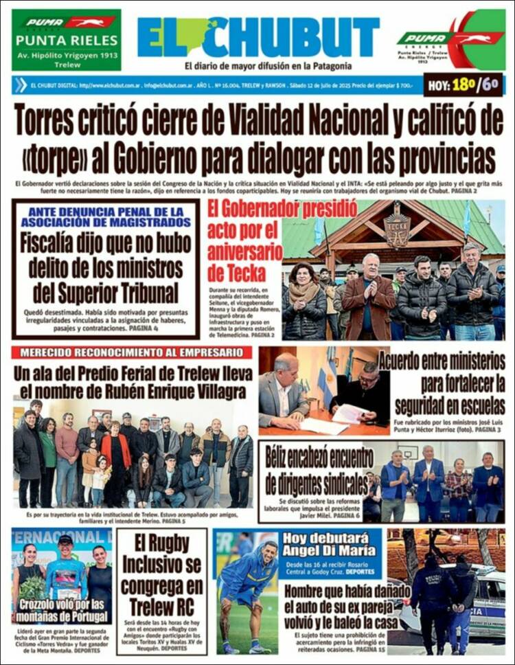 Portada de El Chubut (Argentina)
