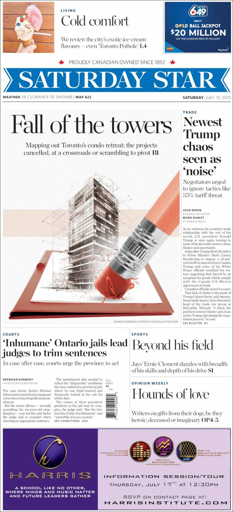 Portada de The Toronto Star (Canadá)