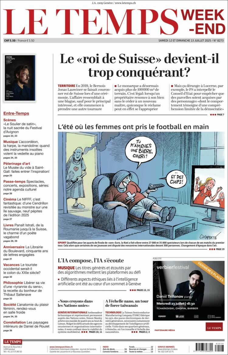 Portada de Le Matin (Suiza)