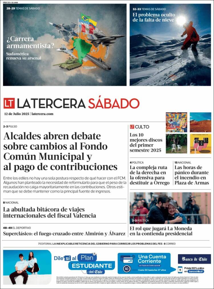 Portada de La Tercera (Chile)