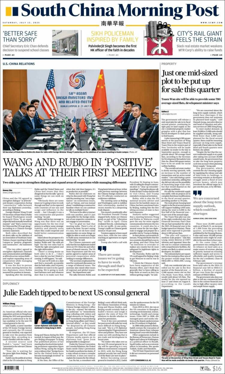 Portada de South China Morning Post (China)