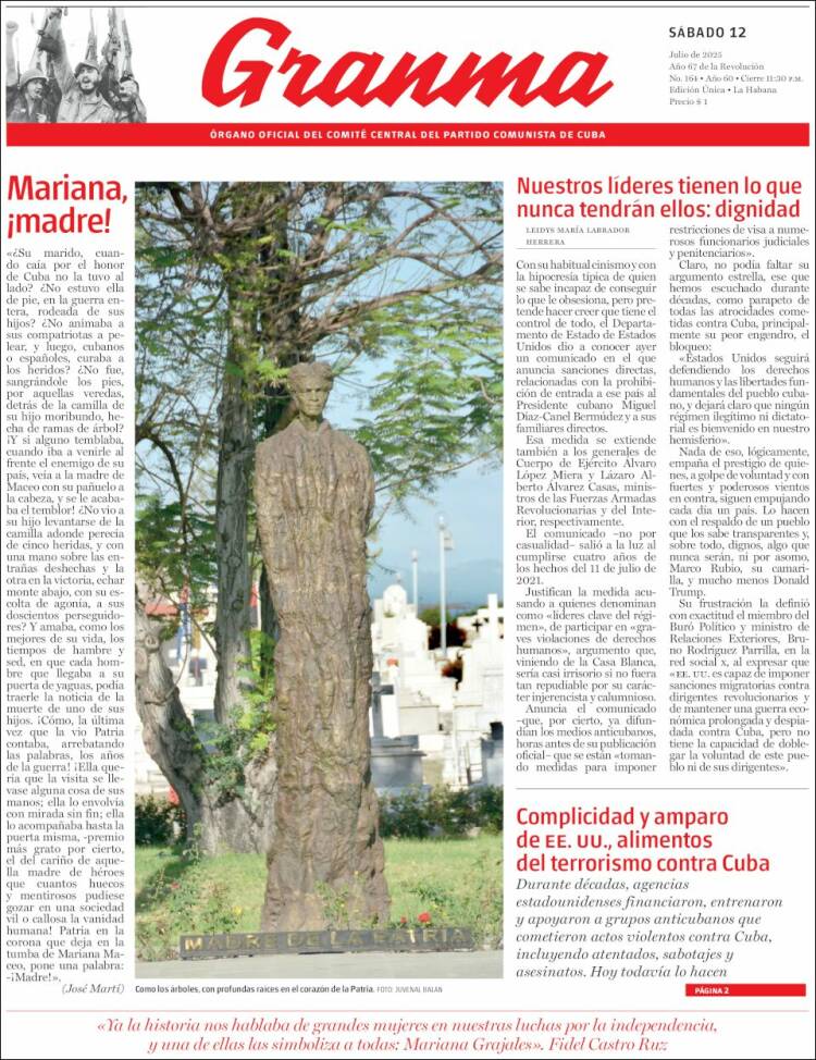 Portada de Granma (Cuba)