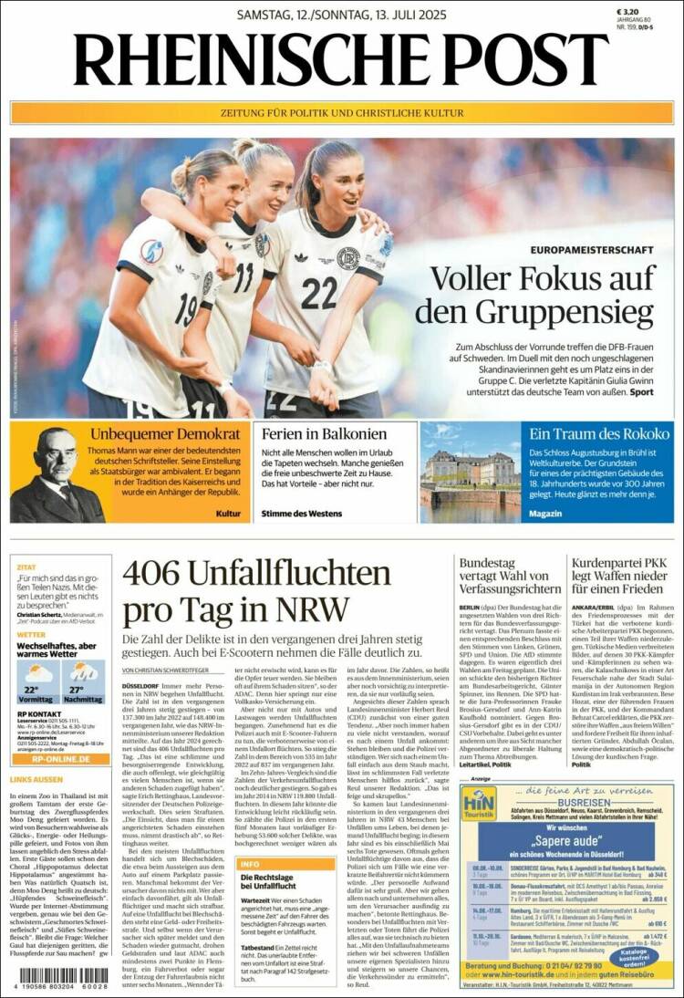 Portada de Rheinische Post (Alemania)
