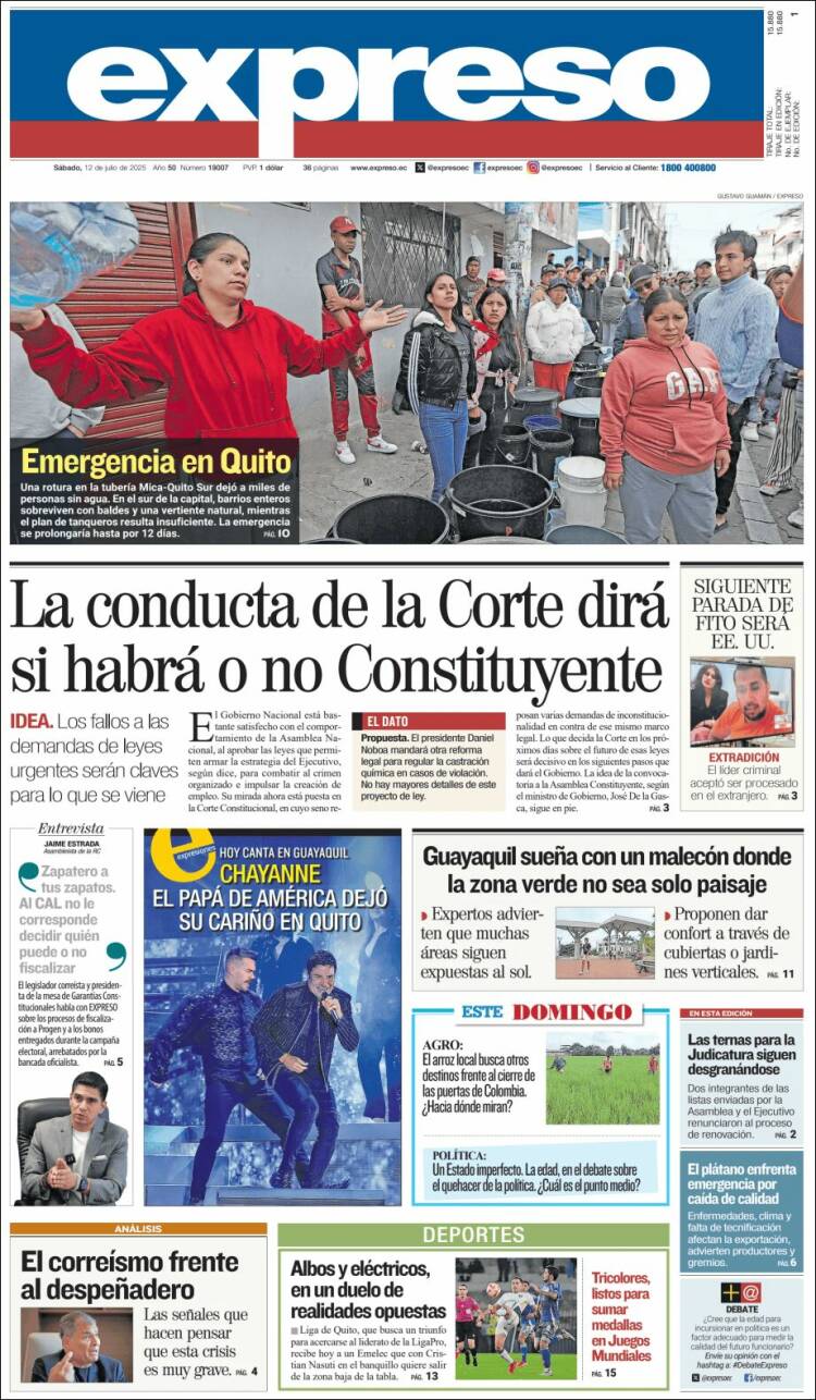 Portada de Expreso (Ecuador)