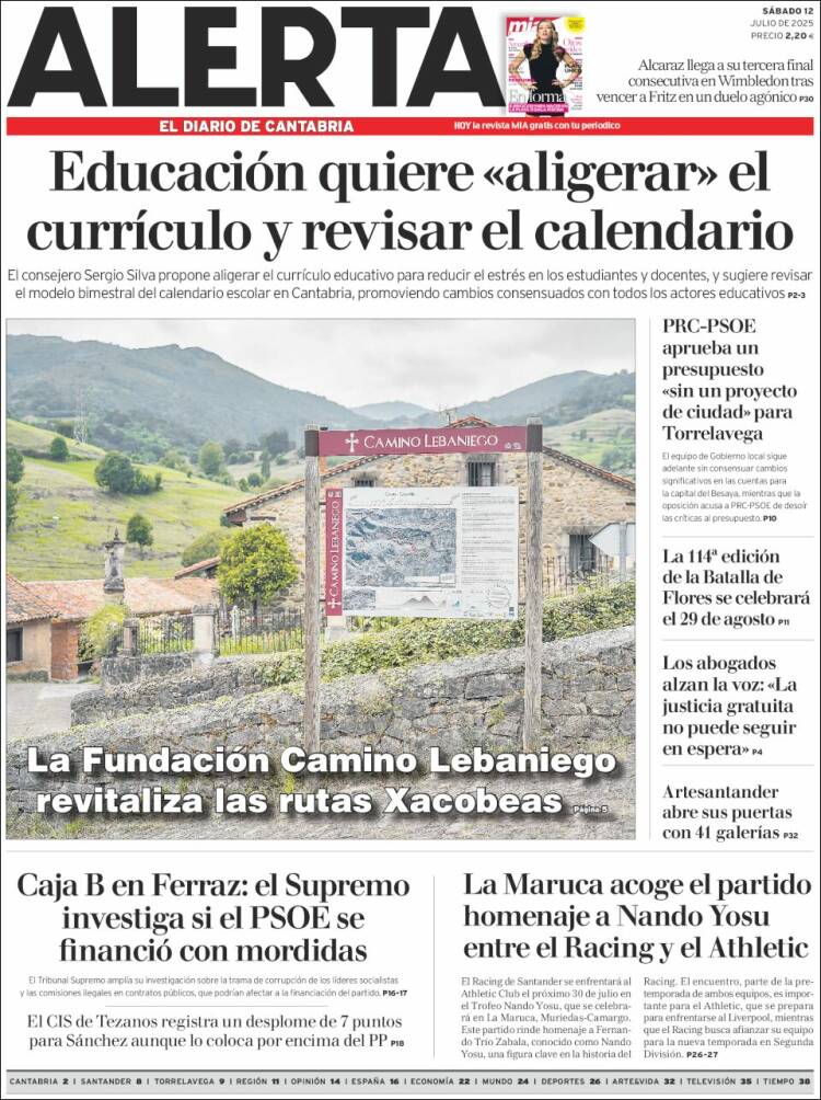 Portada de Alerta - El Diario de Cantabria (Spain)