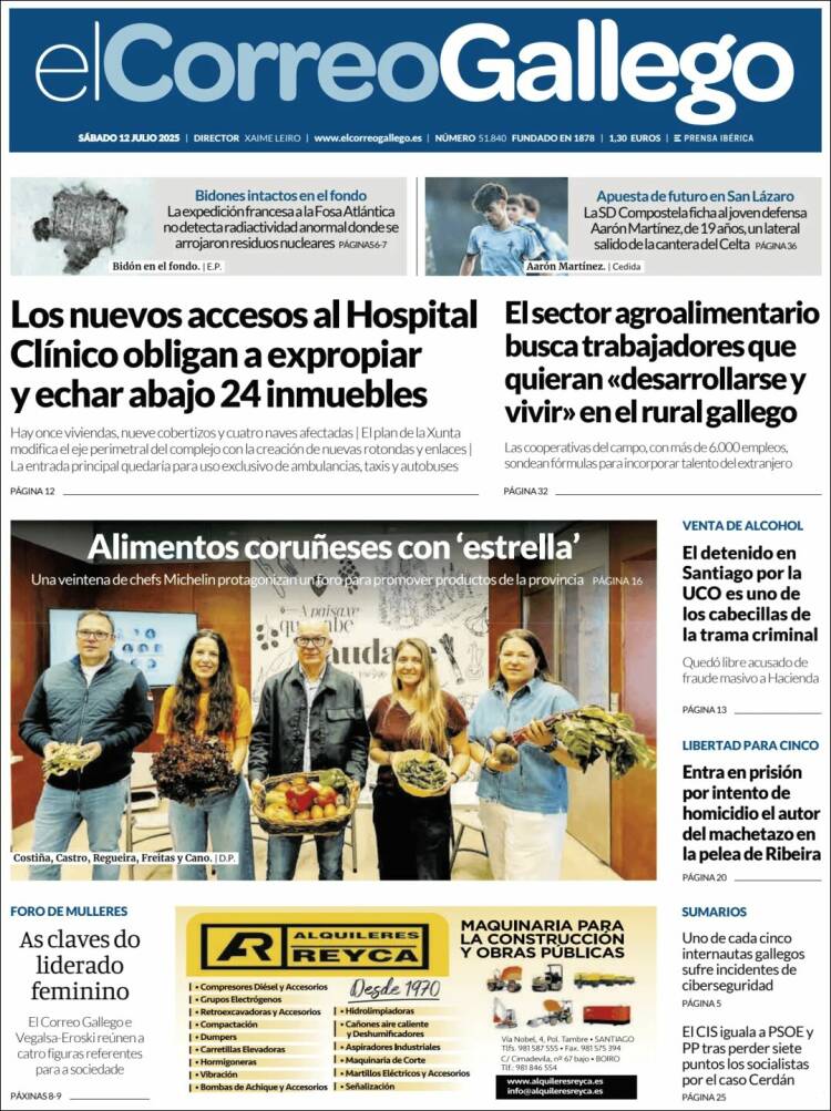 Portada de El Correo Gallego (España)