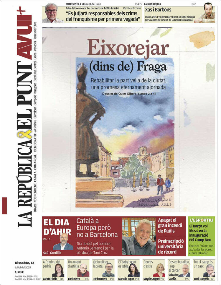 Portada de El Punt Avui (España)