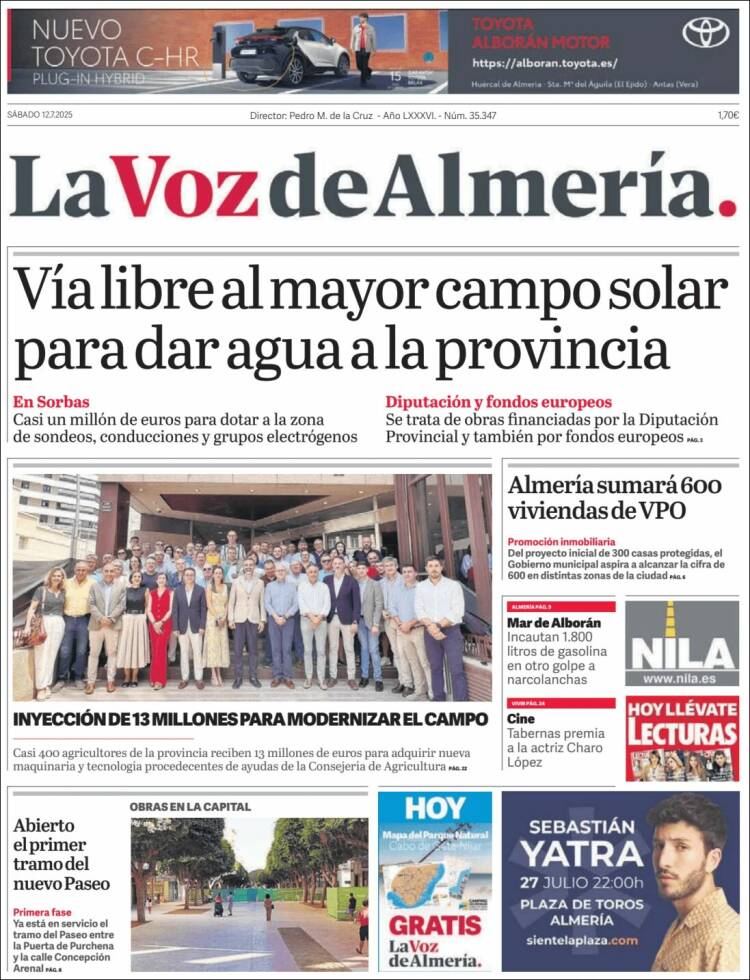 Portada de La Voz de Almería (Espagne)