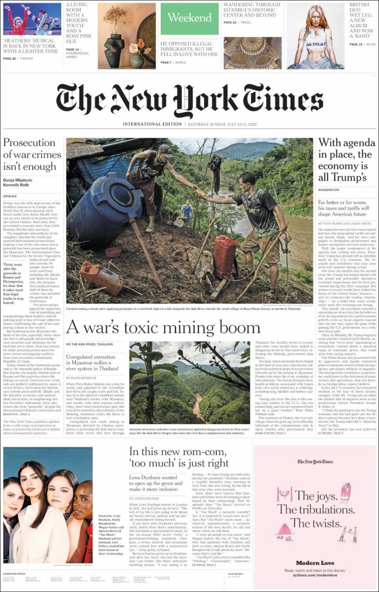 Portada de International New York Times (Europe)