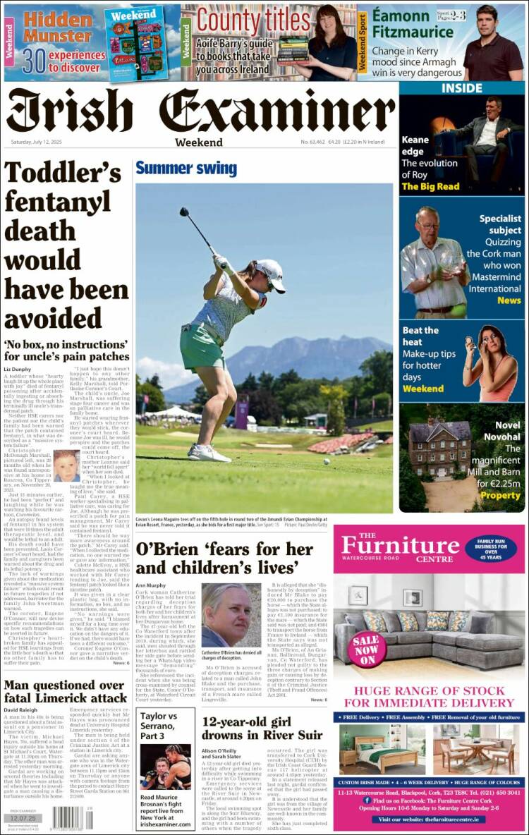 Portada de Irish Examiner (Irlanda)