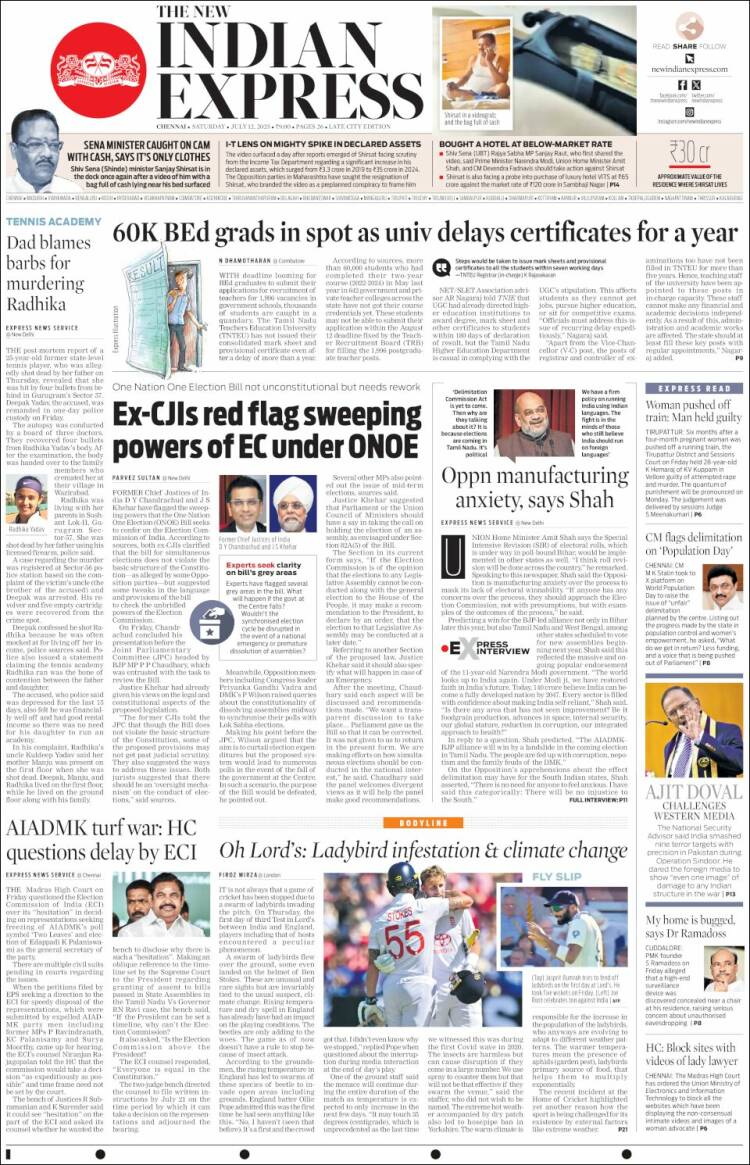Portada de New Indian Express (India)