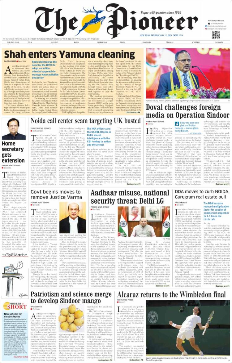 Portada de The Pioneer (India)