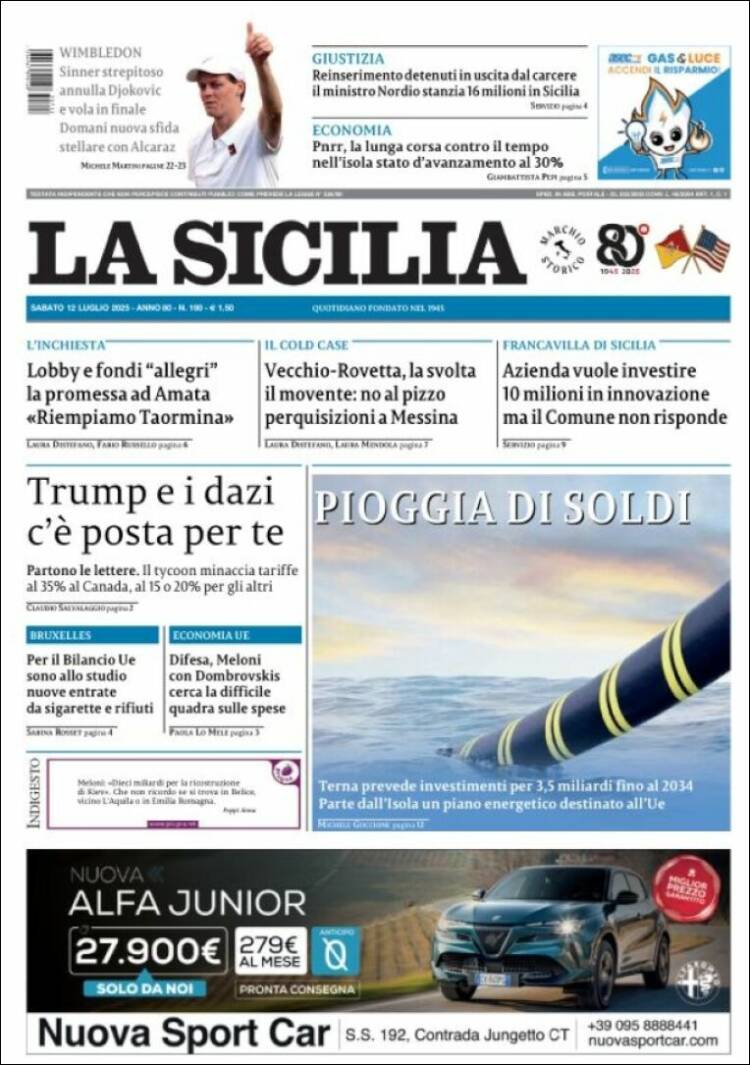 Portada de La Sicilia (Italia)