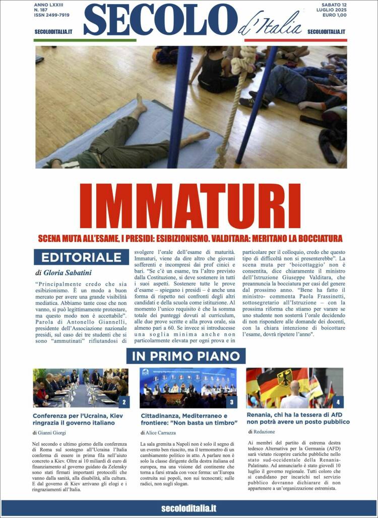 Portada de Secolo d'Italia (Italia)