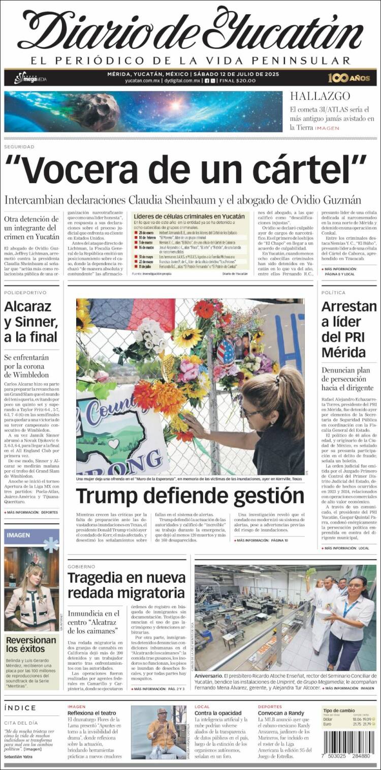 Portada de Diario de Yucatán (Mexique)