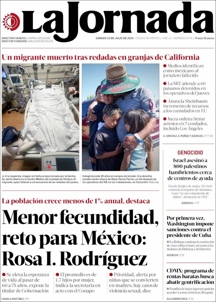 Portada de La Jornada (Mexique)