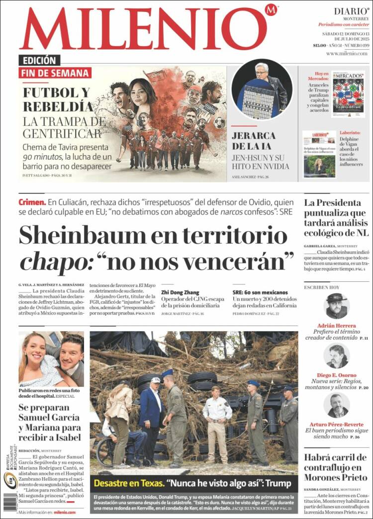 Portada de Milenio de Monterrey (Mexique)