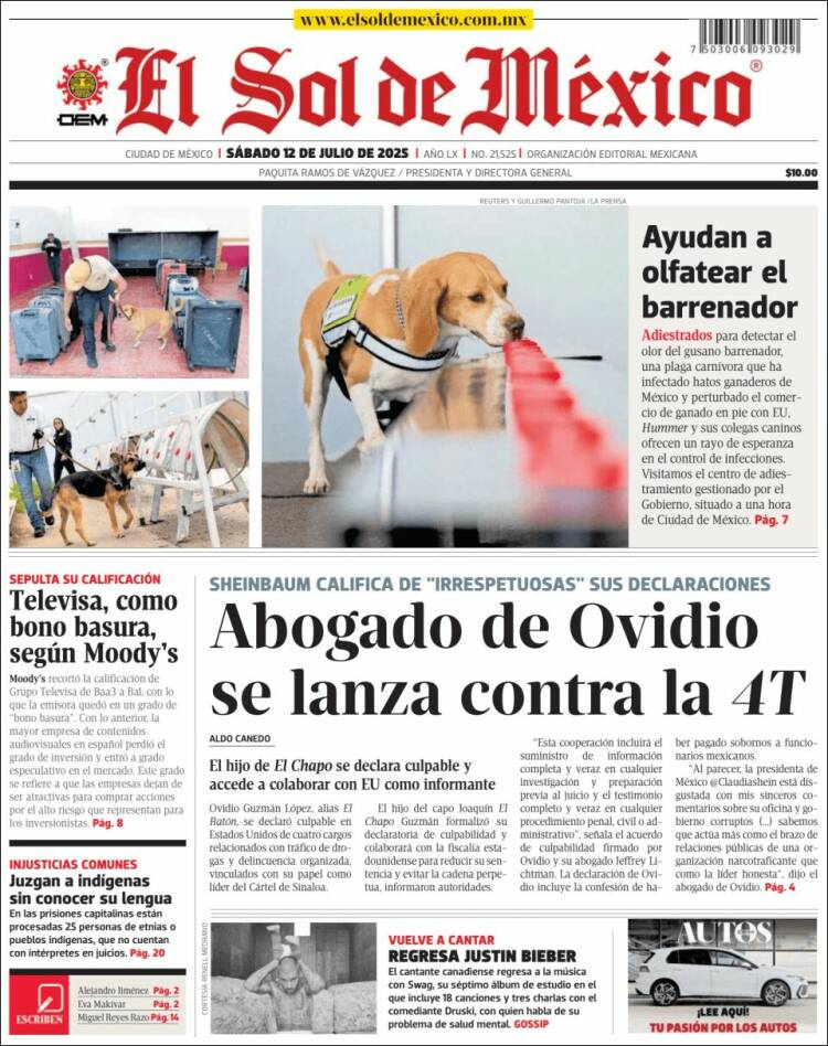 Portada de El Sol de México (México)