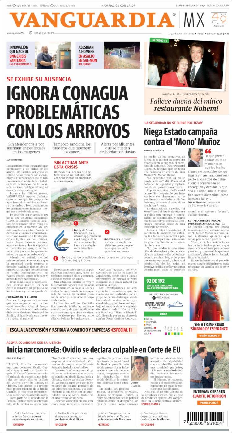 Portada de Vanguardia (México)