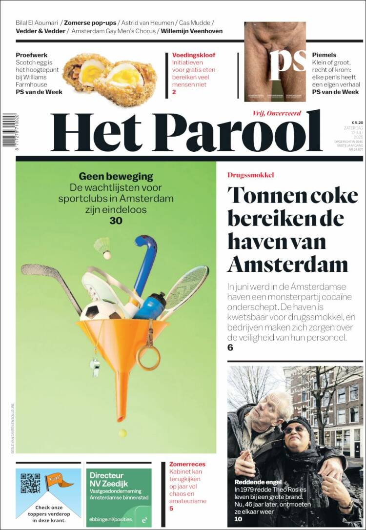 Portada de Het Parool (Pa&iacute;ses Bajos)