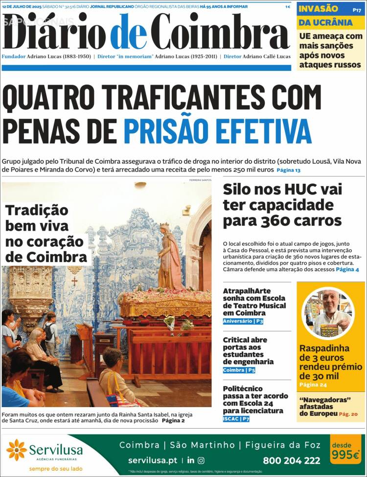 Portada de Diário de Coimbra (Portugal)
