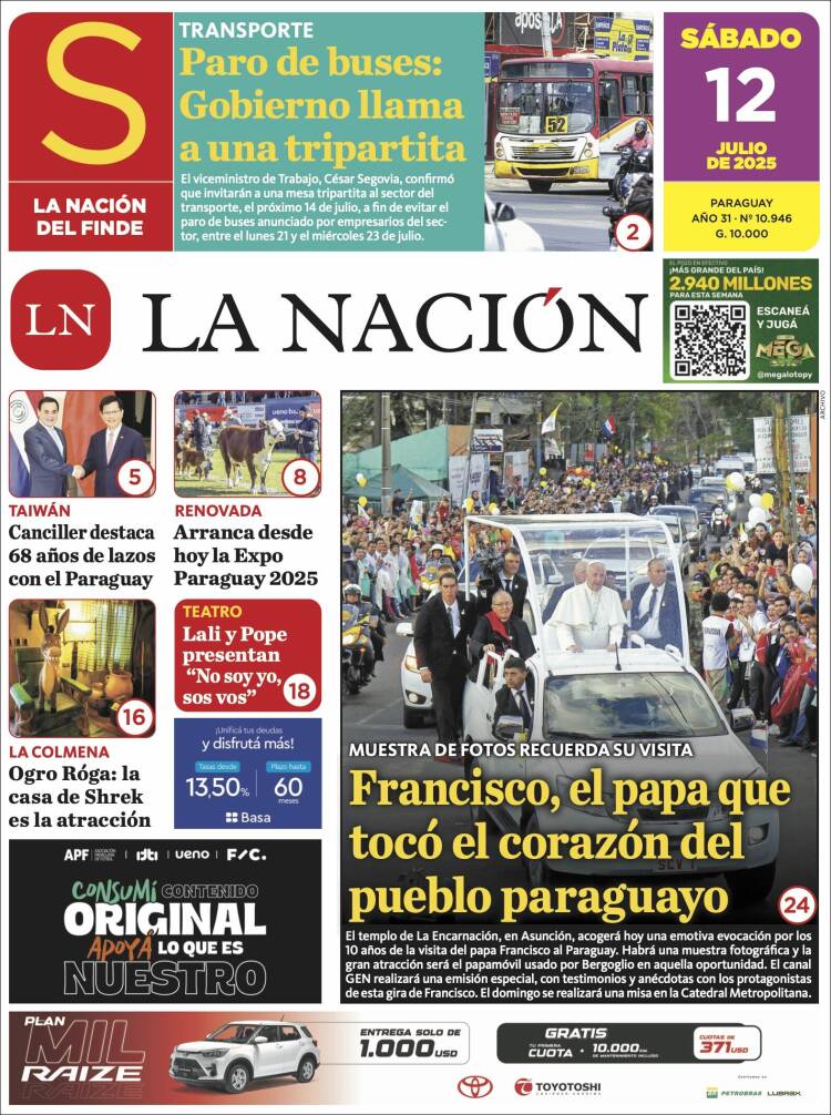 Portada de La Nación (Paraguay)