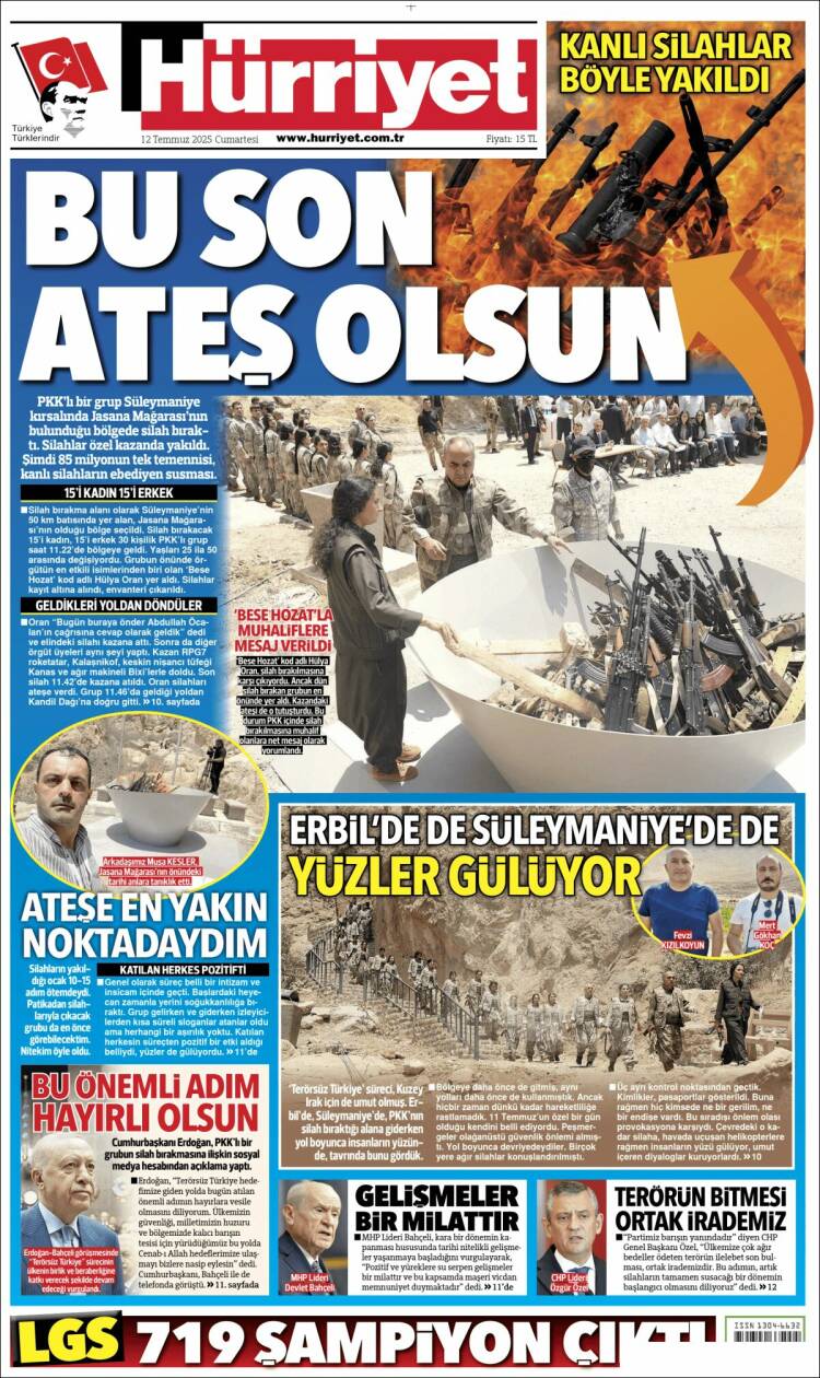 Portada de Hürriyet (Turqu&iacute;a)