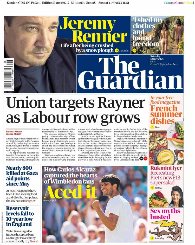 Portada de The Guardian (Reino Unido)