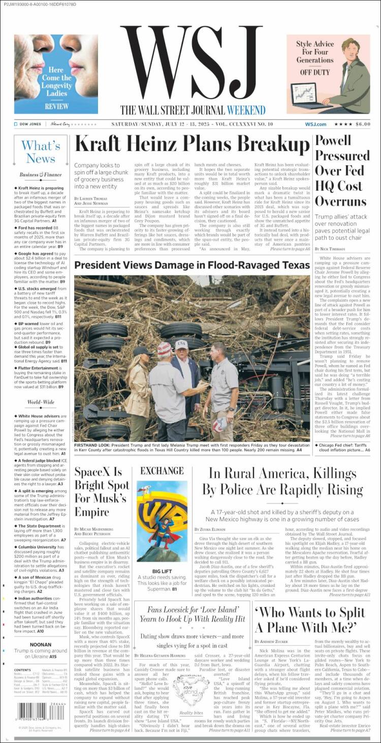 Portada de Wall Street Journal (USA)