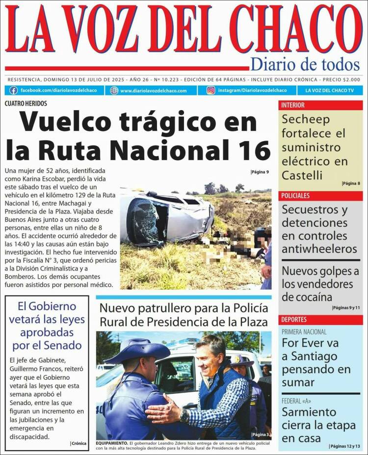 Portada de La Voz del Chaco (Argentina)