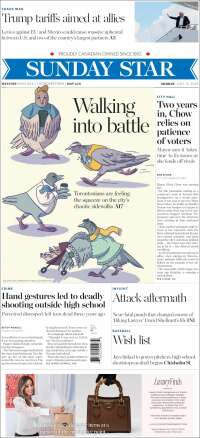 Portada de The Toronto Star (Canada)
