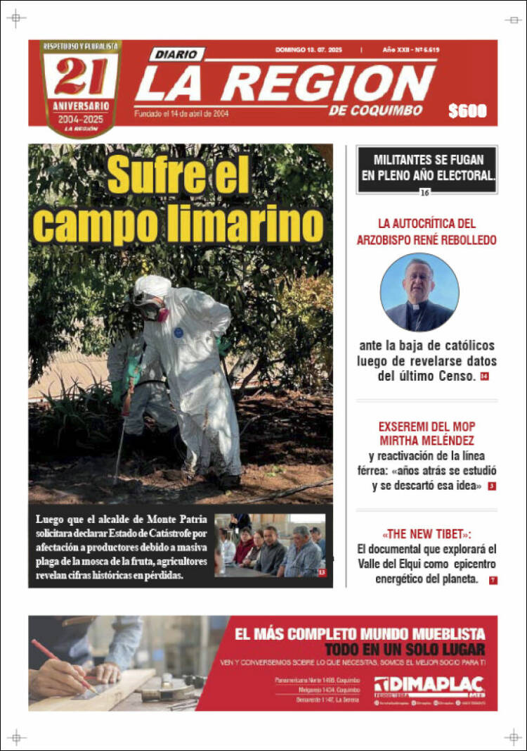 Portada de Diario La Región de Coquimbo (Chile)
