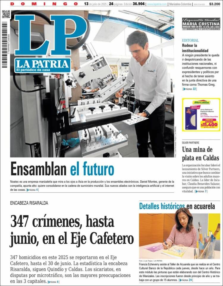 Portada de La Patria (Colombia)