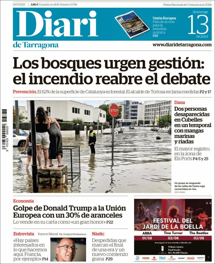 Portada de Diari de Tarragona (España)