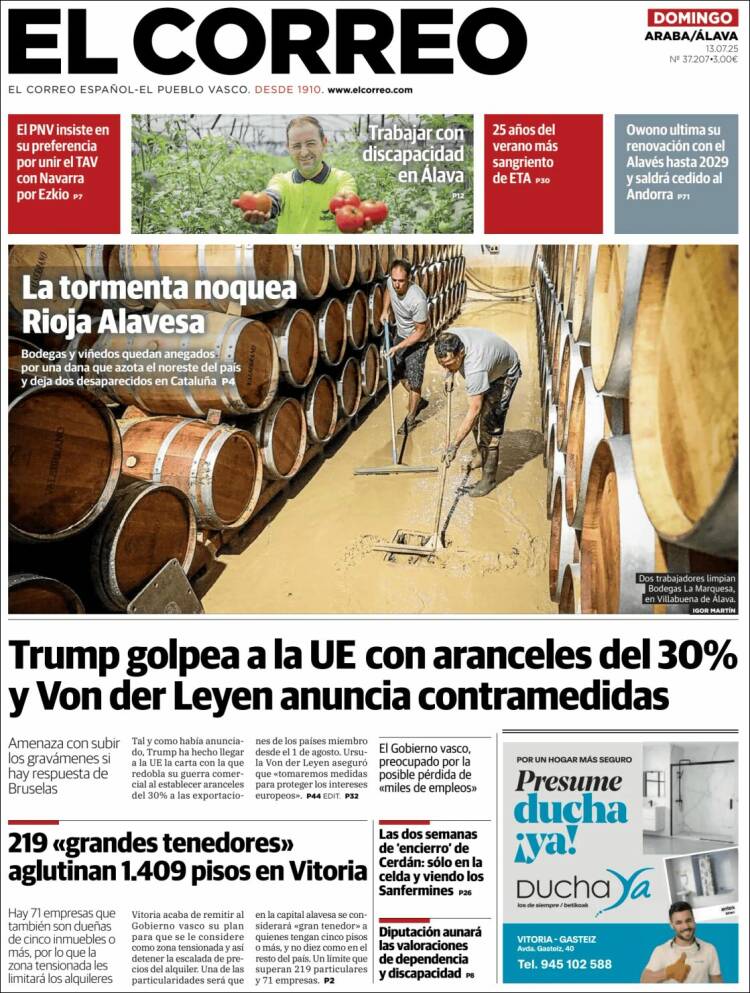 Portada de El Correo - Álava (España)