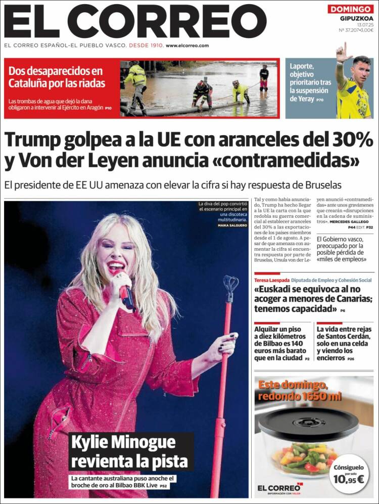 Portada de El Correo - Guipuzcoa (España)