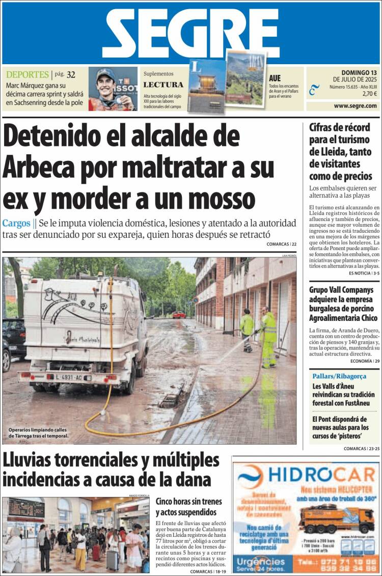 Portada de Segre  (España)