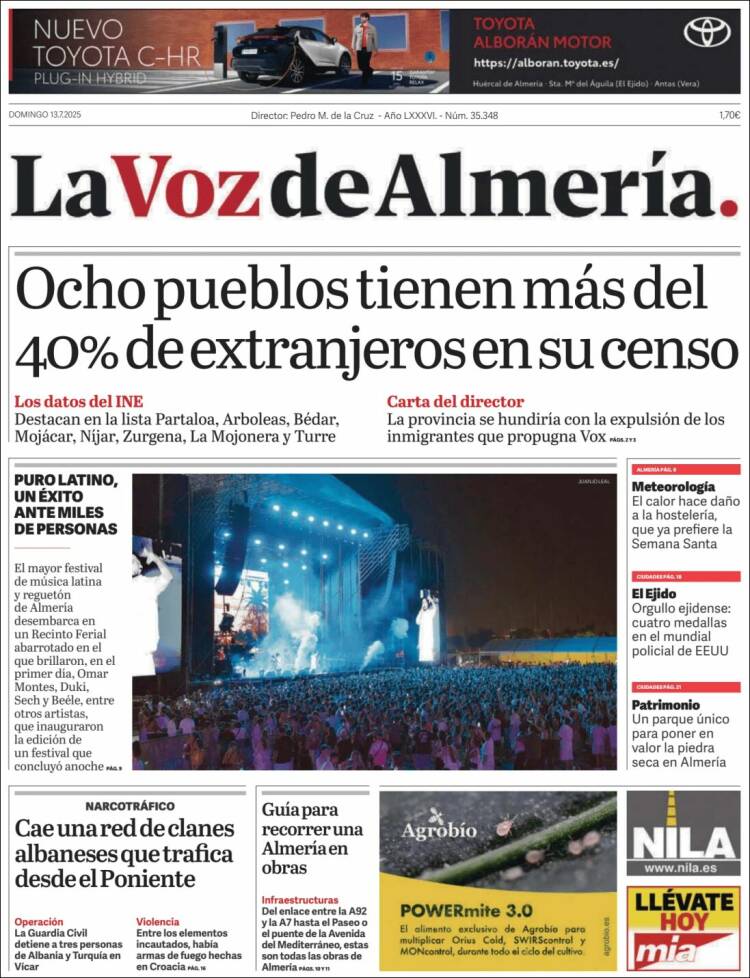 Portada de La Voz de Almería (España)