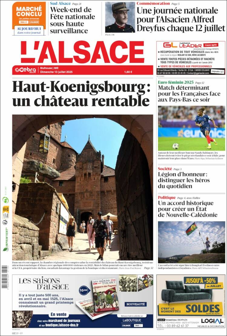 Portada de Journal L'Alsace (France)