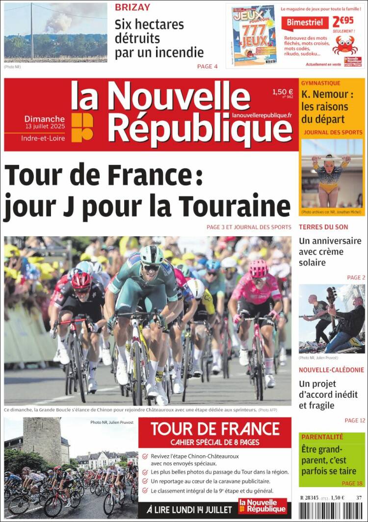 Portada de La Nouvelle Republique (France)