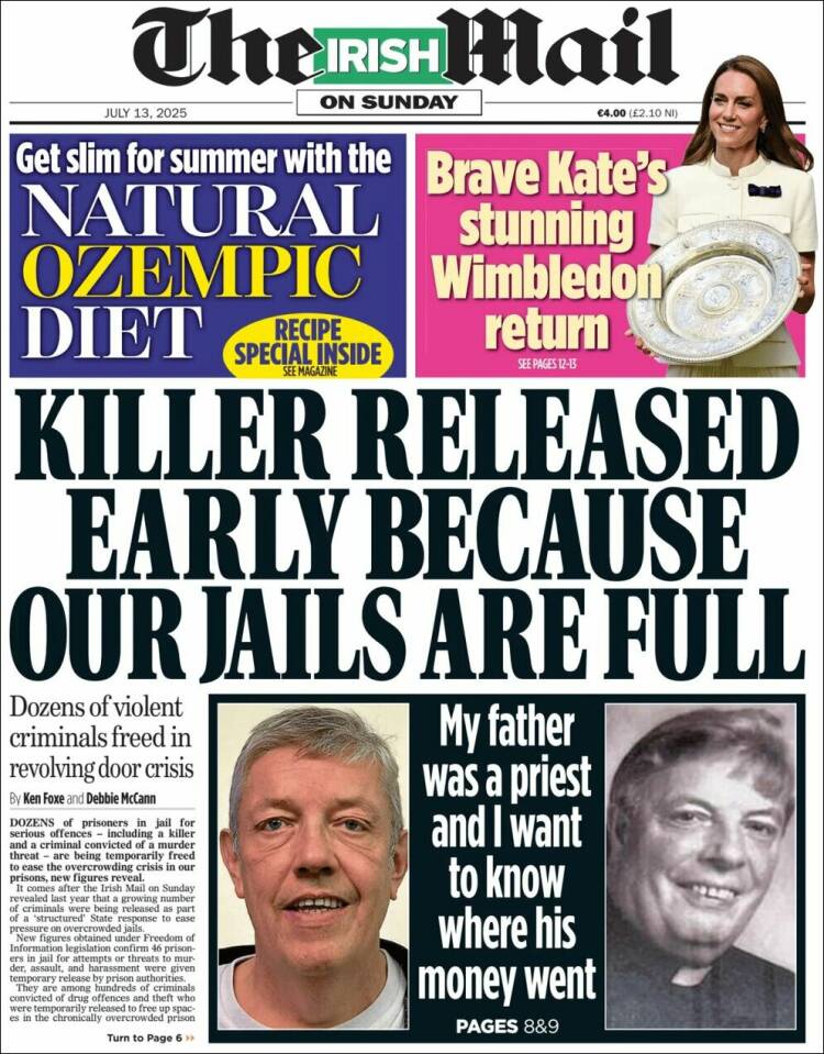 Portada de Irish Daily Mail (Irlande)