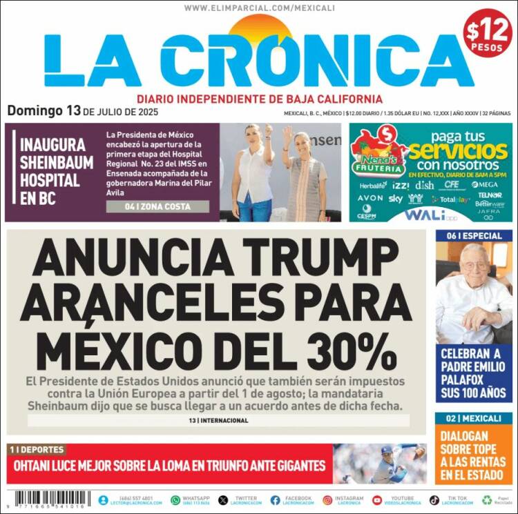 Portada de La Crónica de Baja California (México)