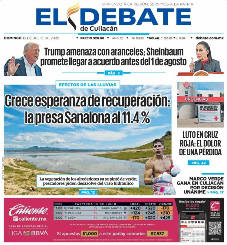 Portada de El Debate de Culiacán (México)