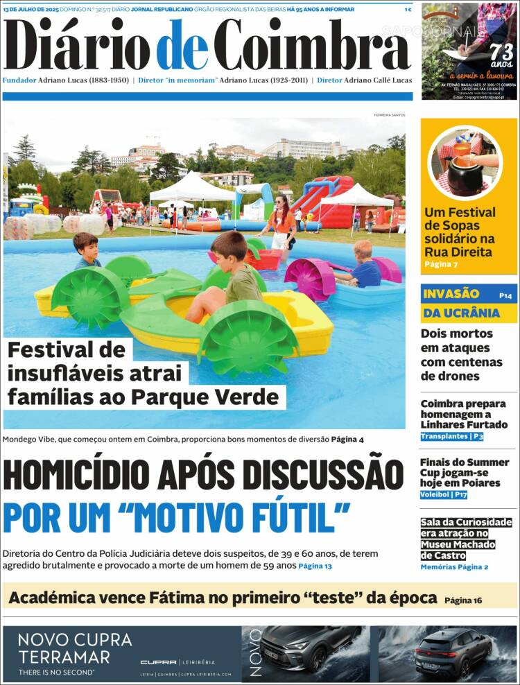 Portada de Diário de Coimbra (Portugal)