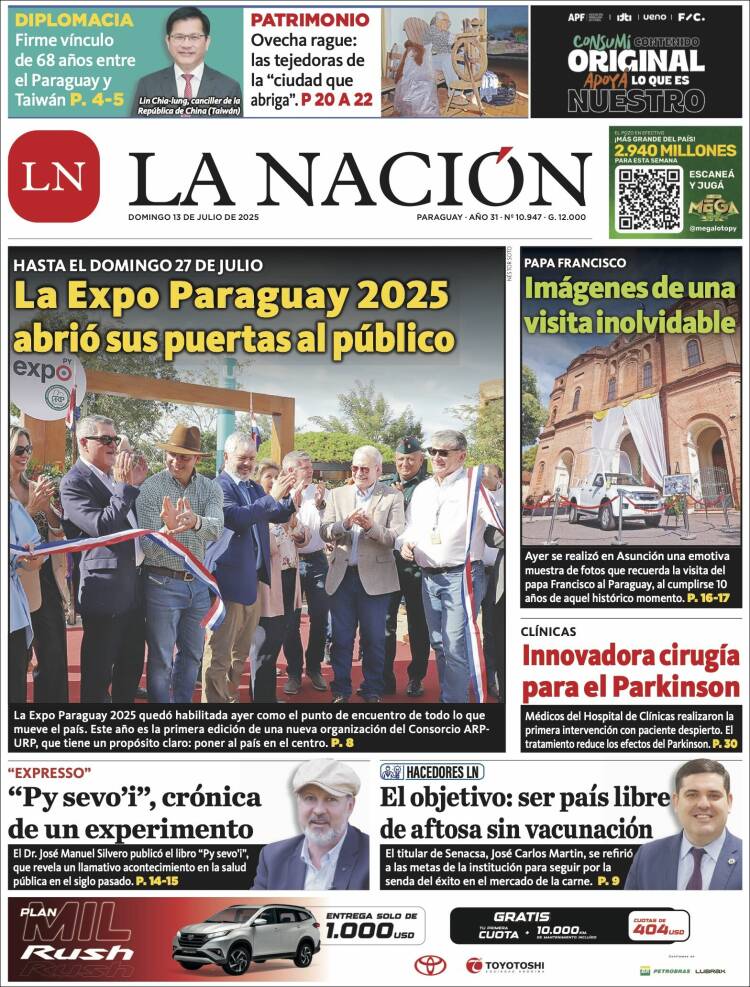 Portada de La Nación (Paraguay)