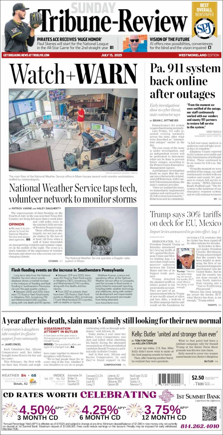 Portada de Tribune-Review (USA)