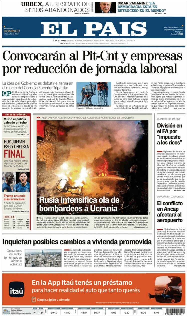 Portada de El País (Uruguay)